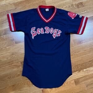 Vintage Portland Sea Dogs Jersey Red Sox Baseball Mens S Wilson Navy Red